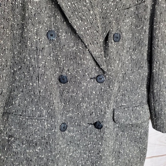 Norton McNaughton Vintage Blazer Womens 16 Wool Gray Speckled Double Breasted - Picture 4 of 11